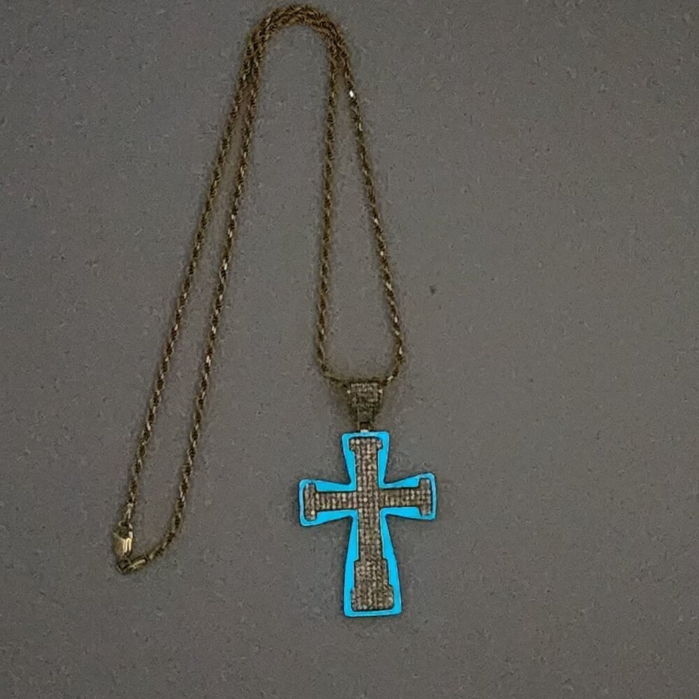 Brand New Sterling Silver 925 Blue Cross Necklace